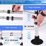 Toilet Safety Rail Frame, Heavy Duty Stand Alone Toilet Rail with Handles for Elderly Handicap, Adjustable Height & Width, Double Crossbar & Suction Cups, 330lbs Capacity, Fits Most Toilets