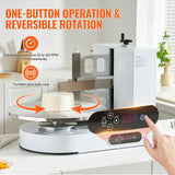 Happybuy Cake Decorating Machine,White,Cake Cream Spreading Coating Smearing Machine, Low Noise Cake Frosting Machine, Turntable with Adjustable Scraper, for 4" to 16" Cake, 25-320RPM Rotating Speed