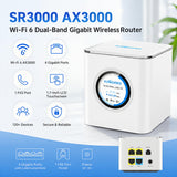 FLYINGVOICE SR3000 Wi-Fi 6 Wireless Router, AX3000 Dual-Band Gigabit Speed, 1.7" Touch Screen Display, 4 LAN Ports & 1 FXS Port for Office and Home Use