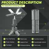 SakerPlus Portable Camping Light, 14000mAh Telescopic Camping Lantern with Rechargeable Power Supply, Dimmable Magnetic Tent Lamps 6000 Lumen Outdoor Work Lights for Hiking,Camping,Home Emergency