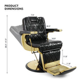 Artist hand All Purpose Barber Chair Wide Backrest Reclining Salon Chair for Hair Stylist Tattoo Chair Makeup Chair for Salon Equipment (Gold)