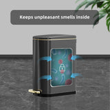 KSSKSS 2.6 Gallon Slim Bathroom Trash Can with Soft-Close Foot Pedal, 10L Stainless Steel Garbage Can with Removable Liner Bucket, for Narrow Spaces,Bathroom, Bedroom (Titanium Black)