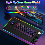 RGB Gaming Mouse Pad with Magnetic Wireless Charging & Foldable Phone Stand