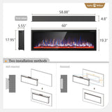 Sophia & William 60 Inch Electric Fireplace Wall Mounted, Fireplace Heater with Remote Control, Ultra Narrow Bezel for Living Room