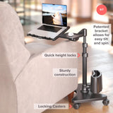 Adjustable Laptop Stand – Rolling Computer Desk & Ergonomic Table for Bed, Sofa, or Office