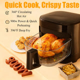Versatile 6-in-1 Glass Air Fryer and Toaster Oven, 4.7QT Family-Sized Capacity. Enjoy Crispy Results with 97% Less Oil (Black)