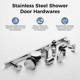DELAVIN Frameless Shower Door, 56-60"W x 75"H Adjustable Glass Shower Door