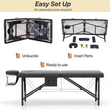 KCC Memory Foam Massage Table Premium Portable Foldable Massage Bed Height Adjustable, 84 Inches Long 28 Inchs Wide Home Salon Spa Bed Tattoo Table with Accessories &Carrying Case, Easy Set Up