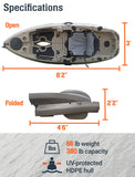 Brooklyn 8.0 Foldable Pedal Fishing Kayak by BKC, Compact Sit-on-Top Single Kayak with Pedal Drive, Sturdy Aluminum Seat, Rudder Steering, Storage (Camo)