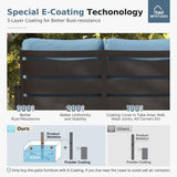 MFSTUDIO 4 Piece Metal Patio Furniture Set with Denim Blue Cushion