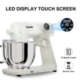8.45 QT All Metal Stand Mixer,10 Speed Large Capacity Kitchen Mixer with Digital Timer & Tilt-Head, Electric Mixer with Whisk Dough Hook Mixing Beater (White)