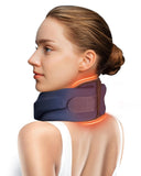 BETOVIN Heated Neck Brace Cervical Collar - Neck Support Brace with Heating Pad, Soft Foam Wraps Keep Vertebrae Stable and Aligned for Relief of Cervical Spine Pressure for Women & Men (L Size) Blue