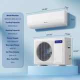 DELLA Motto Series 12000 BTU 20 SEER2 115V Mini Split AC, Cools Up to 550 Sq.Ft, Works with Alexa and Wifi, Ductless Inverter System Air Conditioner, Pre-Charged Heat Pump and 16.4ft Kits