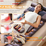 Vibration Massage Mat,Full Body Vibrating Heating Massage Pad,10 Vibration Motors,3 Strength Adjustments, with Detachable Neck Massage Headrest and Multifunctional Leg,Foot Massagers,for Home Office