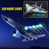 QuirkyGlee Rc Plane F-22, Stealth Raptor Remote Control Airplane 3 Channel Stunt Fighter with 3 Modes Xpilot Stabilization System Easy Fly for Beginners, Aircraft Toy Gift for Adults