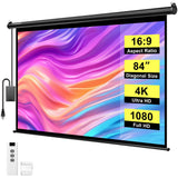 VIVOHOME Motorized Projector Screen with Remote, 16:9 84 Inch Auto Electric Projection Screen, HD 4K Movie Screen for Home Theater, Cinema, Office (73 x 41 Black)