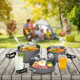 Lixada 10pcs Camping Cookware Mess Kit, Non-Stick Lightweight Stackable Pot Pan Bowls Camping Cooking Set with Storage Bag, Portable Outdoor Cookware Accessories for Backpacking Hiking Picnic
