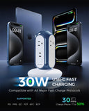 MiaoLab Power Strip Tower with 2 USB-C Ports (30W Fast Charing), 1420J Surge Protector, 4 AC Outlets, 6.6FT Extension Cord with Overload Protection, 1875W/15A Charging Station for Home Office Desk