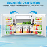 Electactic 1.7 Cu.ft Mini Fridge with Freezer, Compact Refrigerator, Single Reversible Door, Ultra Quiet, White