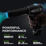 NovorikX 16.8V Handheld Electric Cordless Leaf Blower 100,000 RPM Includes 2 * 2Ah Batteries & Fast Charger, Lightweight for Patio Cleaning, Lawn Care, Car, Blowing Leaves & Dust - Black