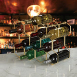 Buruis Countertop Wine Rack, 14-Bottle Modern Freestanding Metal Holder for Red and White Wine, Tabletop, Kitchen, Bar, and Cabinet Storage (Gold)