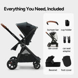 Mompush Ultimate2 Full-Size Stroller with Bassinet, Newborn to Toddler