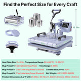 Slendor 8 in 1 Heat Press Machine 15x15 inch 360-Degree Swing Away Digital T Shirt Pressing Machine