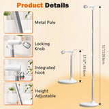 Hair Dryer Stand Hands Free, 17-51in Height Adjustable, 360-Degree Rotating Blow Dryer Stand, Universal Grip Works for 99% Blow Dryer, Metal Hair Dryer Holder Stand for Bathroom, Vanity, Makeup Room