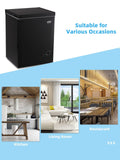 Chest Freezer 3.5 Cu.Ft Mini 7 Gears Temperature Control Compact Deep Freezer with Top Open Door and Removable Storage Basket Black