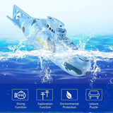 Ouhgnoh Mini RC Boat Toy Remote Control Tourist Submarine Underwater Electric Fish Tank Diving Child's Birthday Present(Blue)