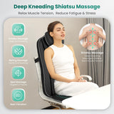 Snailax Gifts for Mom, Dad Shiatsu Back Massager with Heat & Vibration, 3D Kneading Massage Chair Pad for Pain Relief Deep Tissue, Chair Massager for Office Home Chair Use
