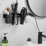 Hair Dryer Holder Wall Mounted, Blow Dryer Rack Holder, Bathroom Bedroom Hair Styling Beauty Care Tools Organizer Storage Basket for Flat Iron, Curling Wand, Hair Straightener (Black)