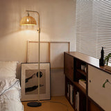 XZHGCEE Boho Floor Lamp for Living Room: Rattan Floor Lamp for Bedroom - Gold Standing Lamp with Dimmable Tall Lamp,No Bulb