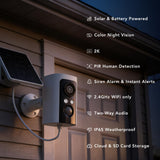 FAMVIVA 2K Security Cameras Wireless Outdoor with Solar Panels, Battery Powered Cameras for Home Security, Color Night Vision, AI Motion Detection, Spotlight & Siren Alarm, 2.4GHz, Waterproof