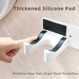 chochoyah Hair Dryer Holder Wall Mounted, Hair Dryer Organizer Self Adhesive Compatible with Dyson Blow Dryer Holder Aluminum BlowDryer Holder Wall Mounted for Bathroom White