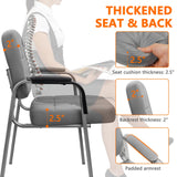 CLATINA Big & Tall 500 lbs Waiting Room Guest Chair, Leather Office Reception Chair No Wheels with Padded Arms for Elderly Home Desk Conference Room Lobby Side Salon Clinic, Grey(2 Pack)