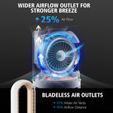 MOMOKOVA Bladeless Tower Fan for Bedroom, Powerful 26ft/s Airflow, 24 Speeds, 90° Oscillation, 12H Timer, Standing Fans with Remote, Quiet Bladeless Cooling Fan for Home Office Room, White Gold