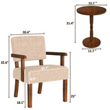 FAGAGA Accent Chairs Set of 2, 2 Solid Wood Armchairs with Side Table