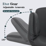 Criss Cross Chair with Wheels & Adjustable Armrests, PU Leather Computer Vanity Desk Chairs for Home, Office