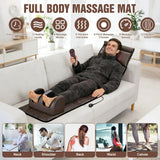 Full Body Massage Mat with Heat, Detachable Shiatsu Neck and Foot Massager, Vibration Massage Mat for Back Pain Relief, 9 Modes 3 Timers, Inflatable Lumbar Pillow, Home Office Gift for Mom Women