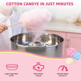 XYJBHB Electric Cotton Candy Maker Machine, 1000W Cotton Candy Machine with Temperature Control Knob, Large 15-Inch Sugar Bowl, Easy to Clean, for Home Parties and Events