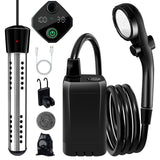 Portable Shower With Heater,6000Mah Battery Powered Portable Shower For Camping With 2000W Auto-Off Heater,Portable Heated Shower For Camping,Digital Power&Temperature Display For Hiking (Black)