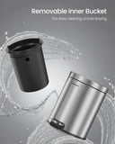 Bathroom Trash Can, 1.6 Gallon (6 L) Small Toilet Garbage Bin with Lid, Soft-Close, Stainless Steel