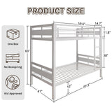 nesture. Bunk Bed Twin Over Twin, Heavy Duty Metal Bunkbeds with Ladder and Full-Length Guardrail, Space-Saving Steel Bed for Kids & Adults, No Box Spring Required, White