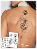 Actgan Semi Permanent Tattoos, 2 Sheets Realistic Koi Fish & Lotus Temporary Fake Tattoo Stickers for Women, Lasts 1-2 Weeks for Arm Hand Spine, Waterproof Non-Reflective Body Art for Summer Party