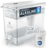Invigorated Water - Alkaline Countertop Water Filter Dispenser, Large 38-Cup Capacity, Mineralized Alkaline Water, BPA-Free, 96 Gallons/Filter (White, 1 NSF Filters Included)
