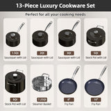 Nuwave Lux 13pc Forged Lightweight Nonstick Ceramic Cookware Set, PFAS-Free