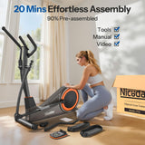 Niceday Elliptical Exercise Machine, Elliptcal Machine for Home, 16IN Stride Elliptical Machine, Elliptcal Training Machine with 16 Level Resistance, 400LBS Loading Capacity