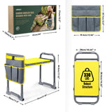 Heavy Duty Garden Kneeler and Seat with Handles - 2-in-1 Foldable Gardening Stool for Seniors, Ergonomic Yellow Kneeling Bench & Pad