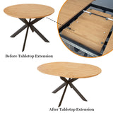 Extendable Round Dining Table Set, Kitchen Table for 4-6 Person with Scratch-Resistant Thickened MDF Board